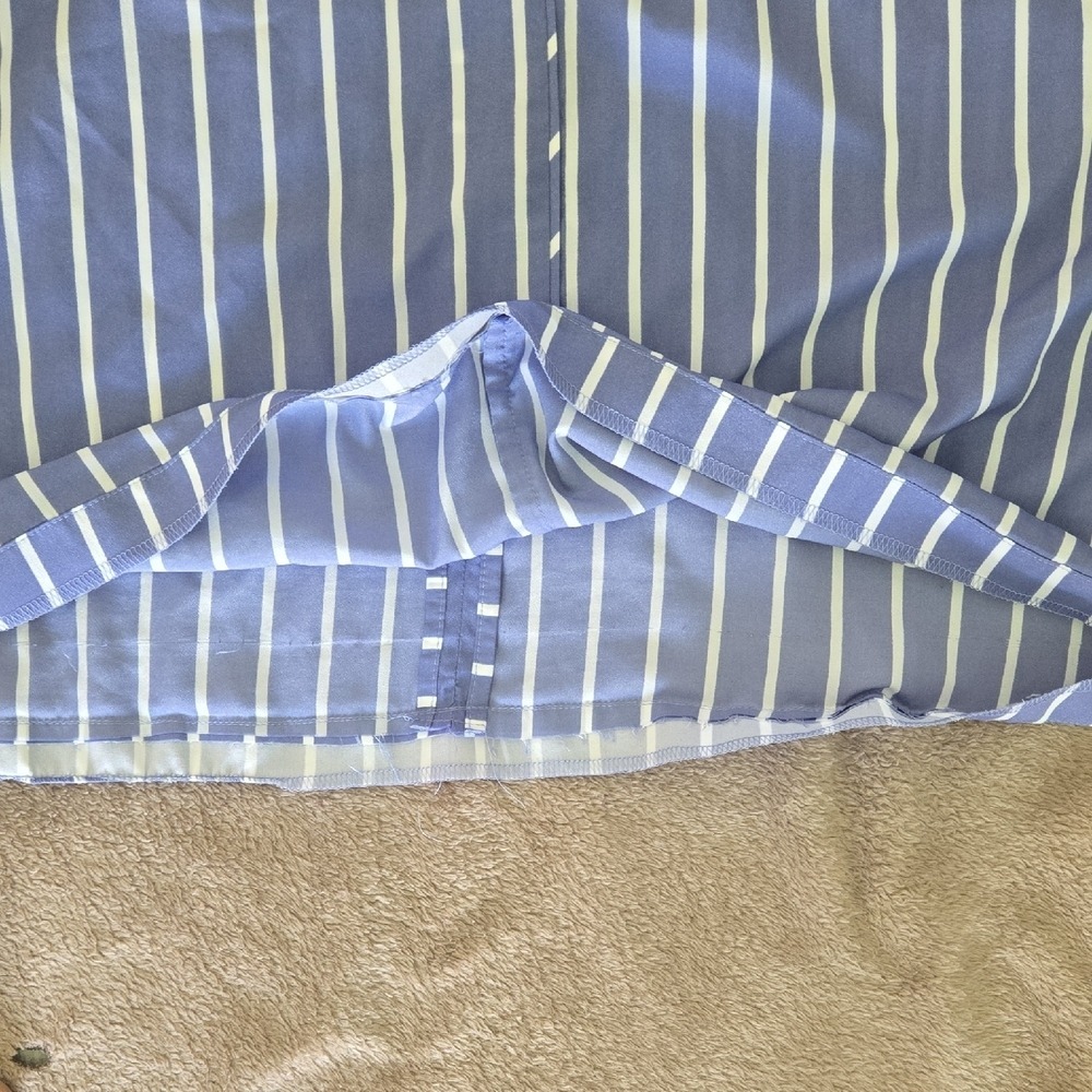 Banana Republic Blue White Striped Ruffle Sleeve Blouse Top Large - Picture 6 of 8